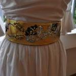 Sequin & Bead Sash - Silver Roses On..